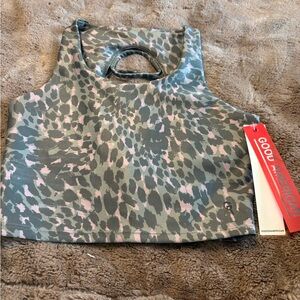 Good American Pink & Gray Leopard Cutout Cropped Tank
